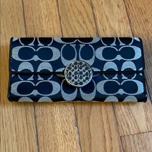 Authentic Black With Grey Stitching Coach Wallet